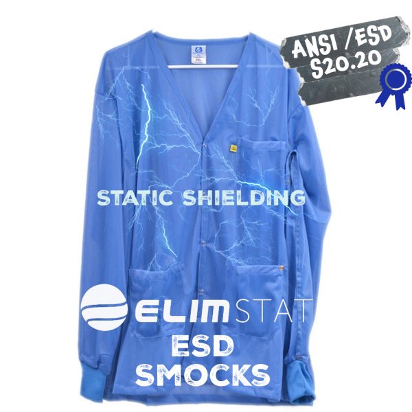 Elimstat V Neck ESD Jackets shield nearby electronics from static on your upper body to eliminate electrostatic discharge
