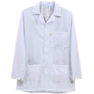 9010 Series White Snap Cuff ESD Jacket