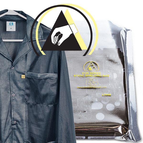 The ESD Protective Symbol on ESD Smocks and Anti Static Bags