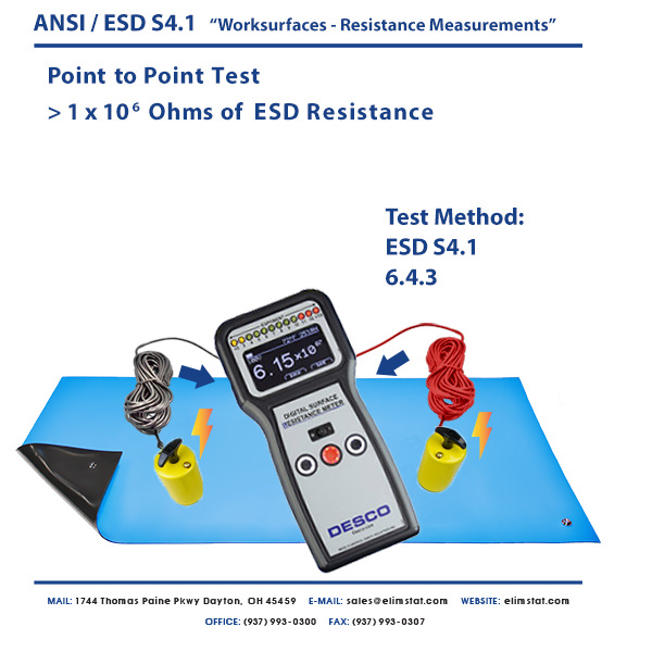 ESD Resistance Measurement RTT Top to Top Point to Point with Desco™ ESD Resistivity Meter