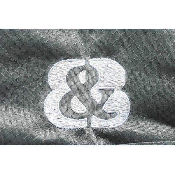 Custom ESD Smock Embroidery in Gray at Macro Scale Elimstat